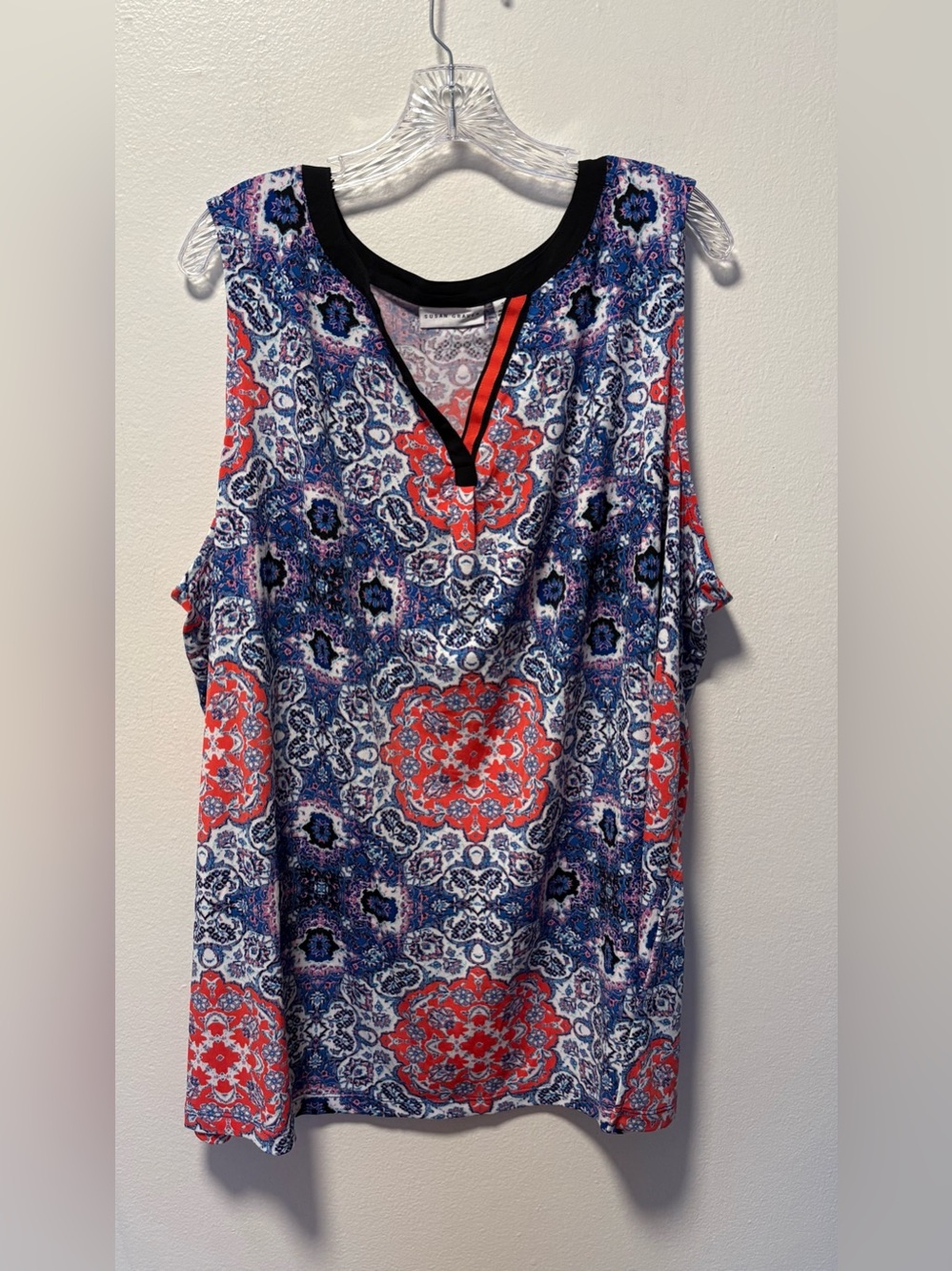 Susan Graver plus size tank stretchy oversized colorful art to wear career